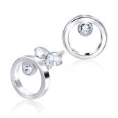 Rhodium Plated Classic Circle Stud Earrings STS-943-RP